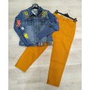 Damen Jeans Jacke mit Strickerei S