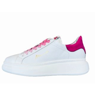 Meline Damen Leder Sneaker Weiß mit Pink